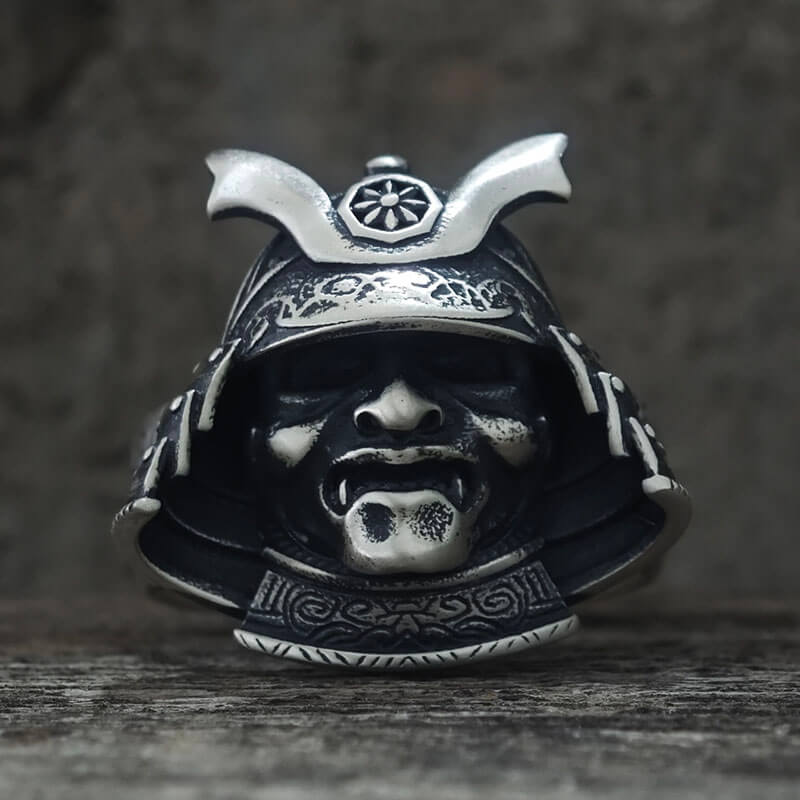 Japanese Helmet Samurai Sterling Silver Ring | Gthic.com