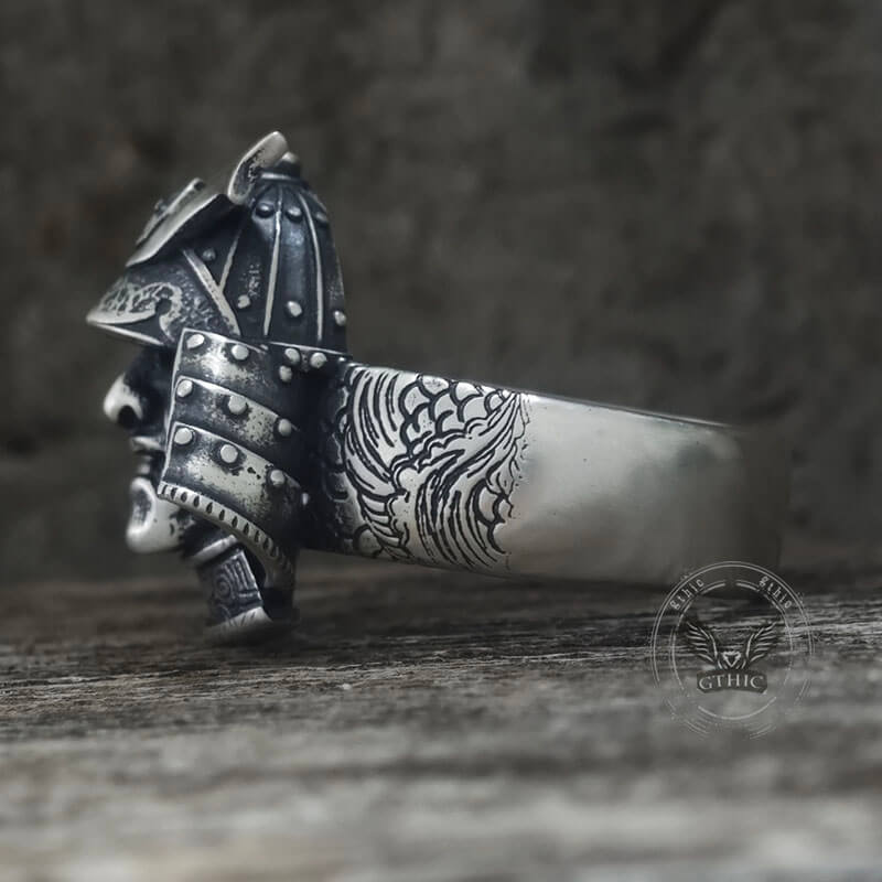 Japanese Helmet Samurai Sterling Silver Ring