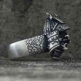 Japanese Helmet Samurai Sterling Silver Ring