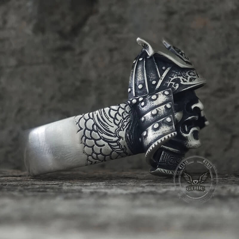 Japanese Helmet Samurai Sterling Silver Ring