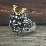 Japanese Mask Samurai Helmet Sterling Silver Ring