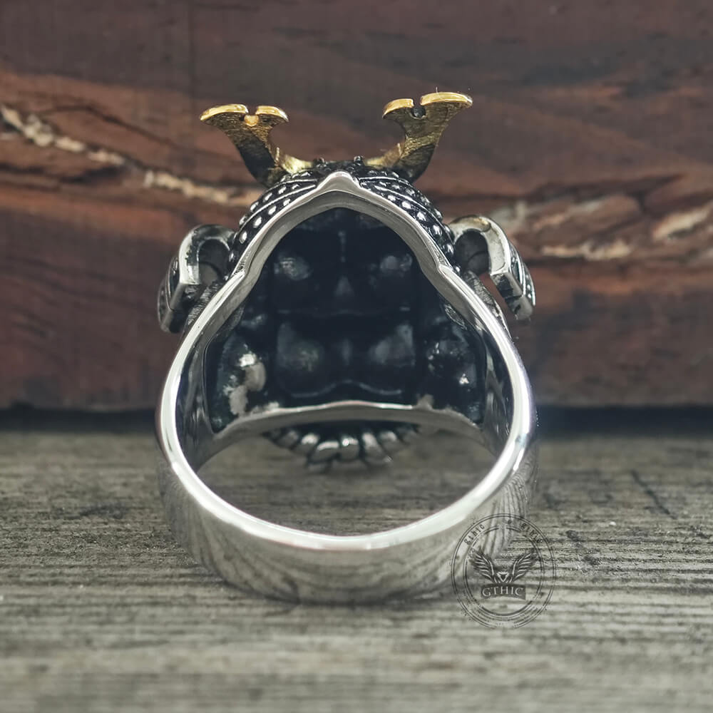 Japanese Mask Samurai Helmet Sterling Silver Ring