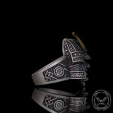 Japanese Mask Samurai Helmet Sterling Silver Ring
