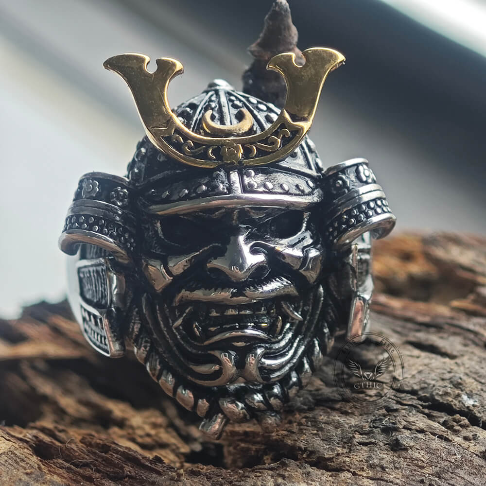 Japanese Mask Samurai Helmet Sterling Silver Ring