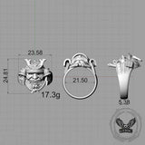 Japanese Mask Samurai Helmet Sterling Silver Ring