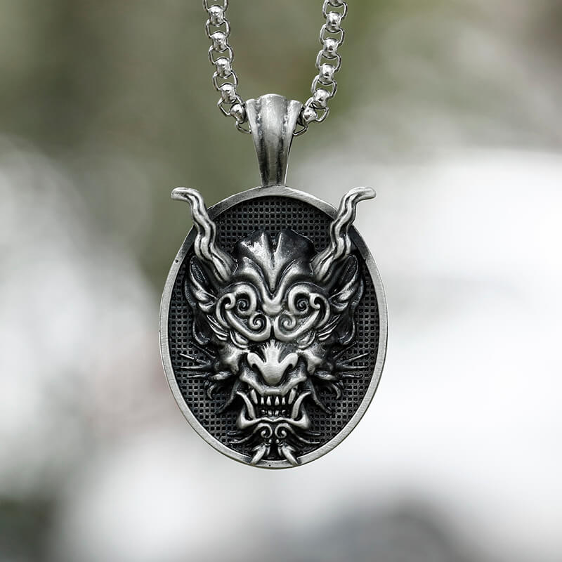 Japanese Oni Pure Tin Pendant | Gthic.com