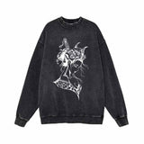 Japanese Samurai Geisha Vintage Washed Sweatshirt 01 | Gthic.com