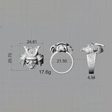 Japanese Samurai Helmet Sterling Silver Warrior Ring