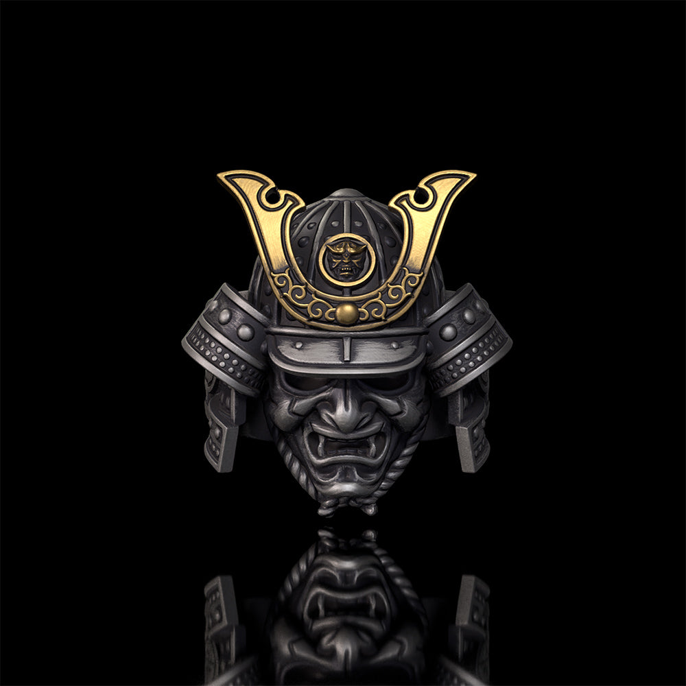 Japanese Samurai Helmet Sterling Silver Warrior Ring | Gthic.com