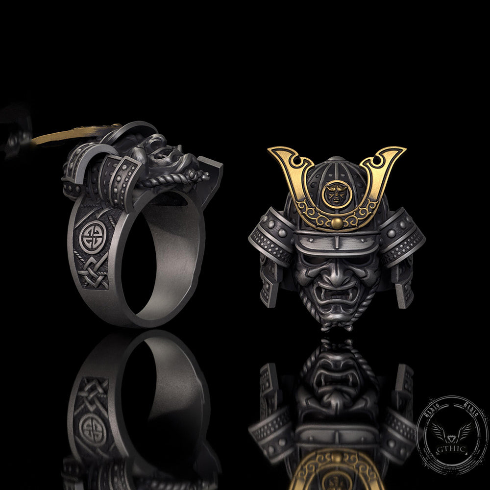 Japanese Samurai Helmet Sterling Silver Warrior Ring | Gthic.com