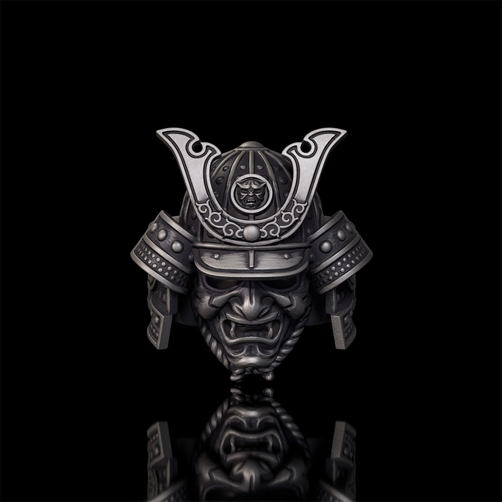 Japanese Samurai Helmet Sterling Silver Warrior Ring | Gthic.com