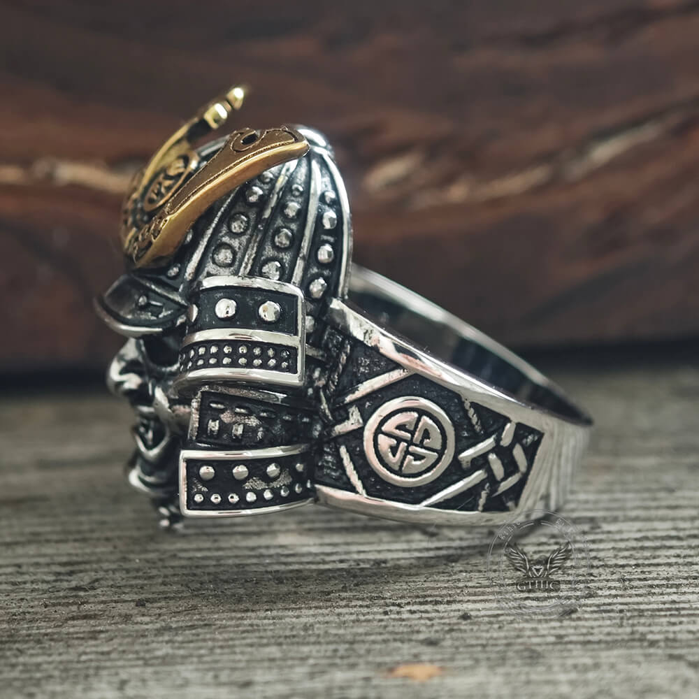 Japanese Samurai Helmet Sterling Silver Warrior Ring