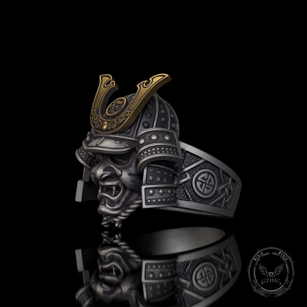 Japanese Samurai Helmet Sterling Silver Warrior Ring