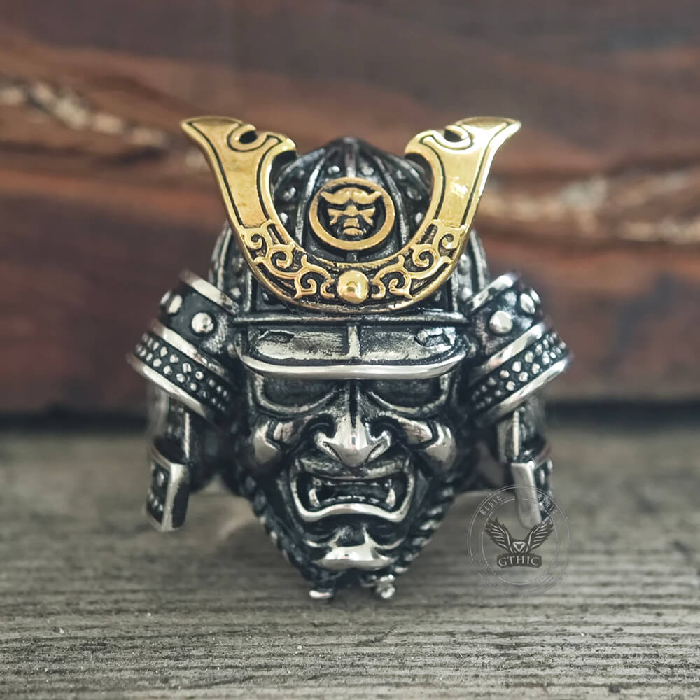 Japanese Samurai Helmet Sterling Silver Warrior Ring | Gthic.com