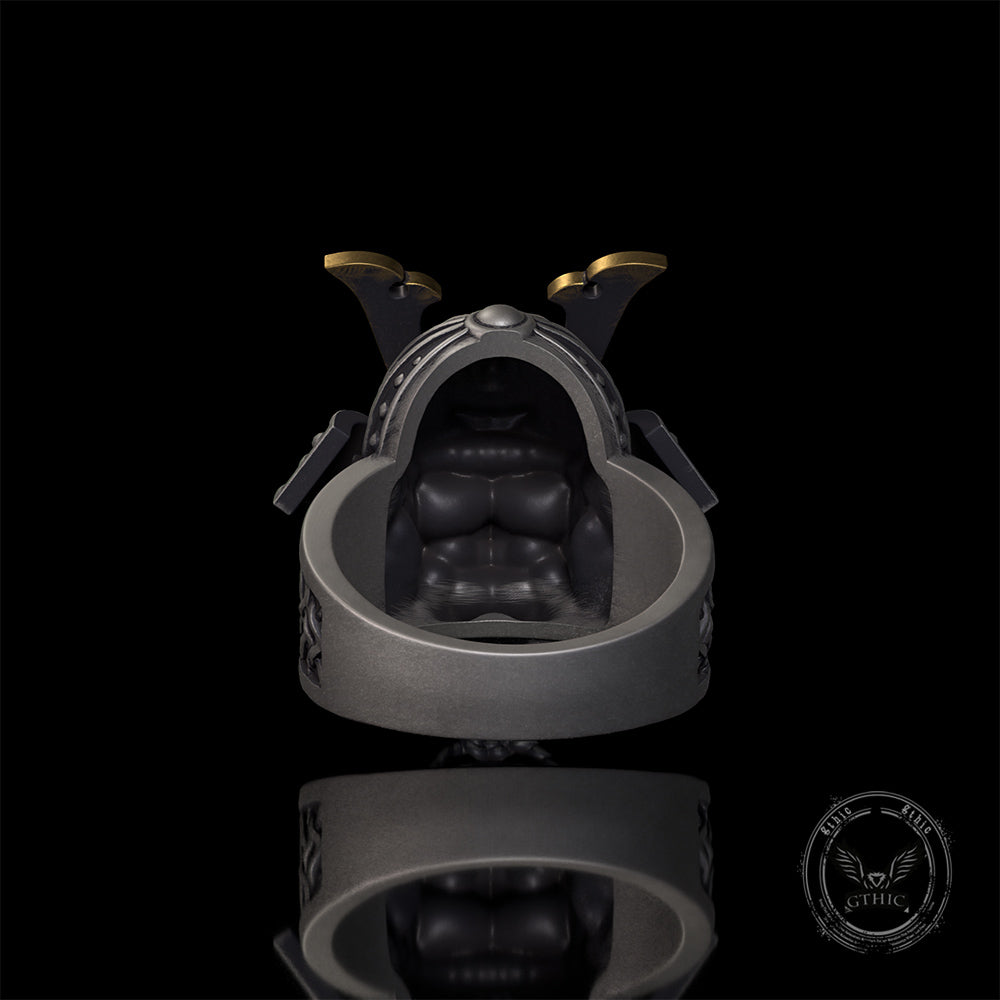 Japanese Samurai Helmet Sterling Silver Warrior Ring