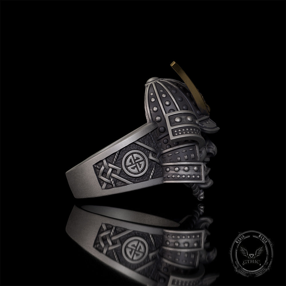 Japanese Samurai Helmet Sterling Silver Warrior Ring