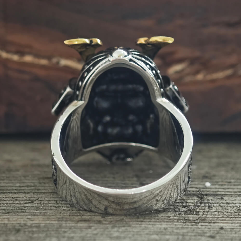 Japanese Samurai Helmet Sterling Silver Warrior Ring