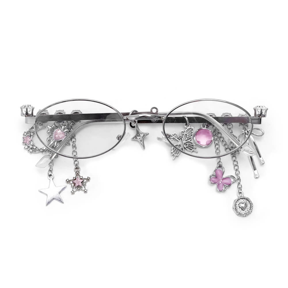 Japanese Star Bow Decorated Oval Frame PC Sunglasses | Gthic.com