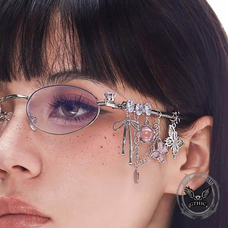 Japanese Star Bow Decorated Oval Frame PC Sunglasses