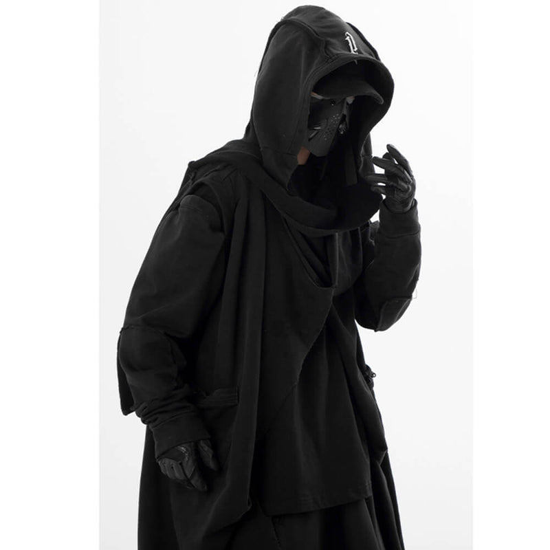 Japanese Style Hooded Solid Color Windbreaker Coat