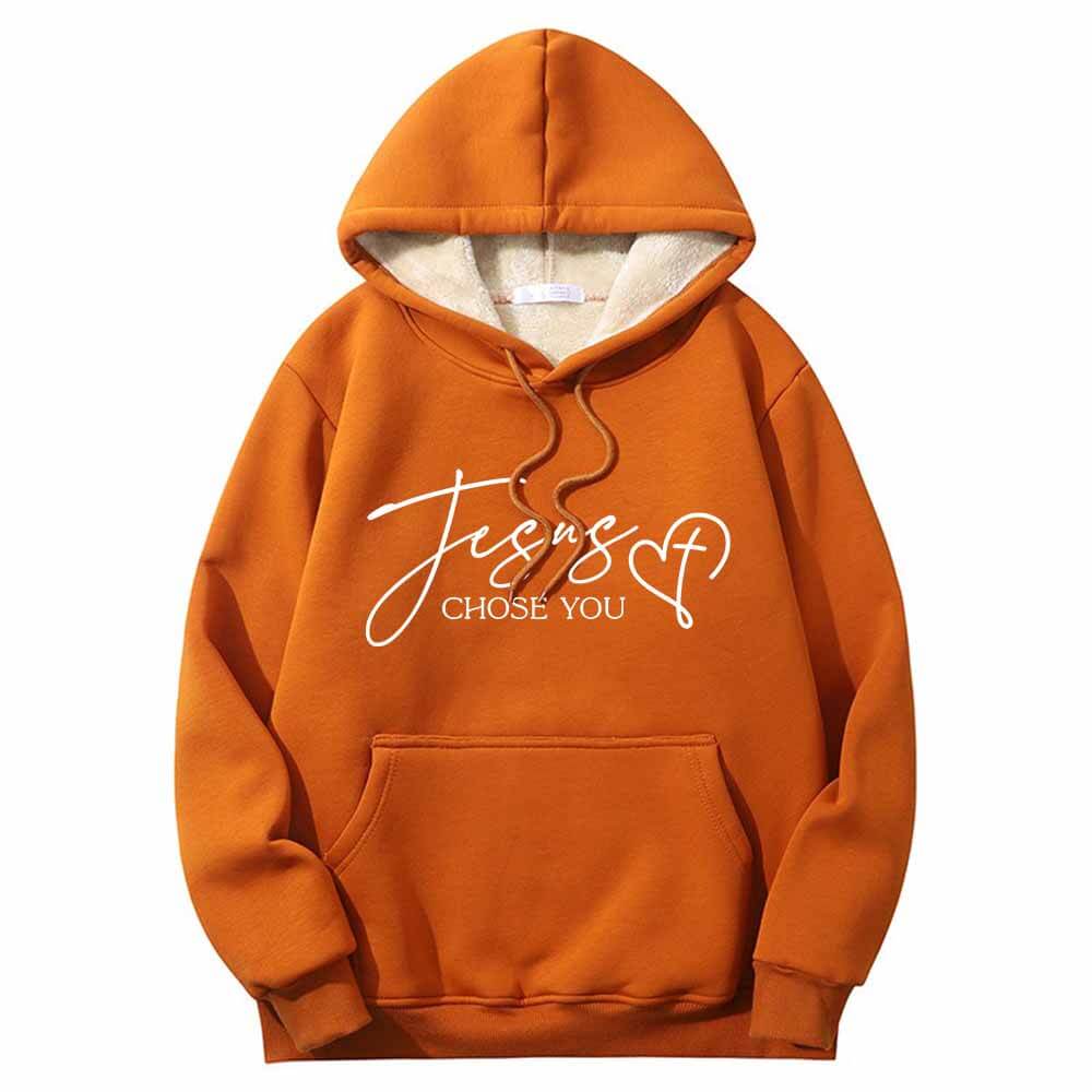 Jesus Chose You Christian Crew Collar Fleece Sherpa Hoodie