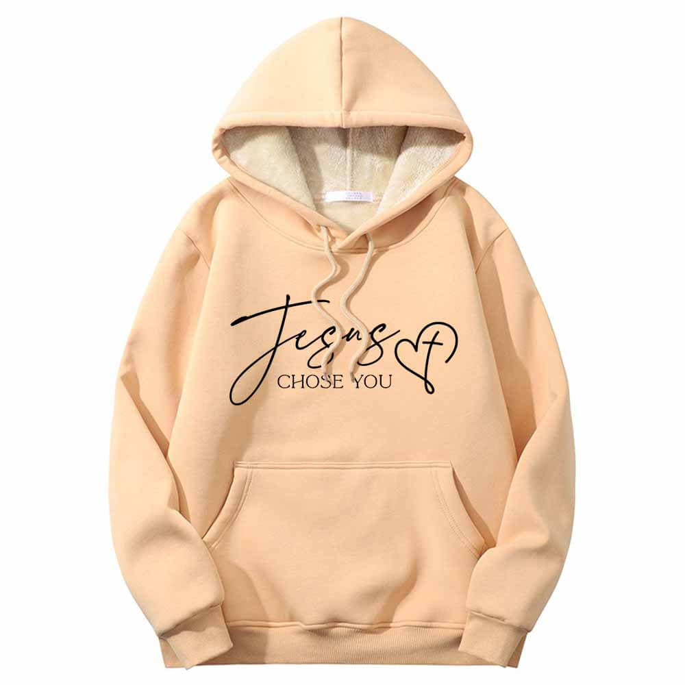 Jesus Chose You Christian Crew Collar Fleece Sherpa Hoodie