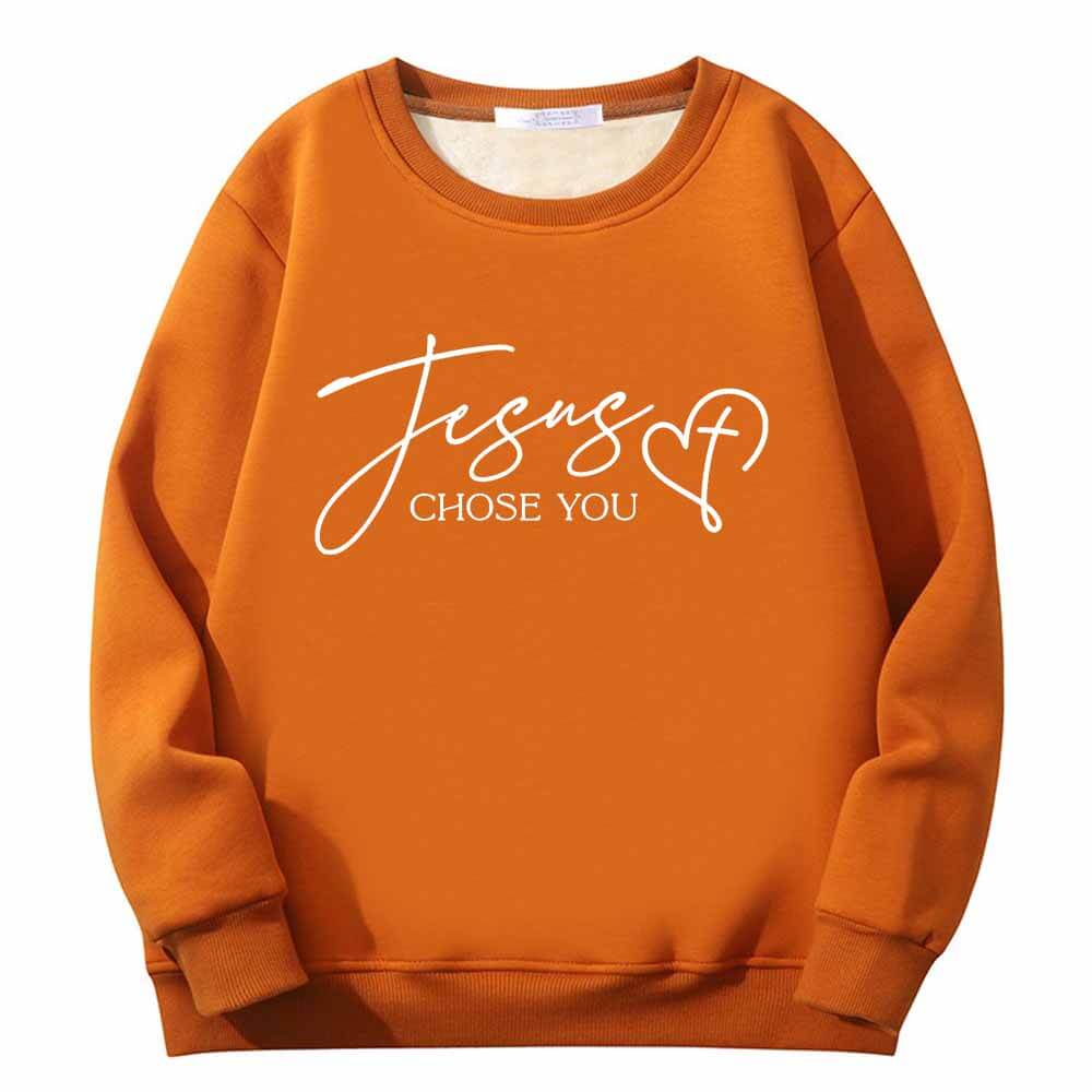 Jesus Chose You Christian Crew Collar Fleece Sherpa Sweatshirt