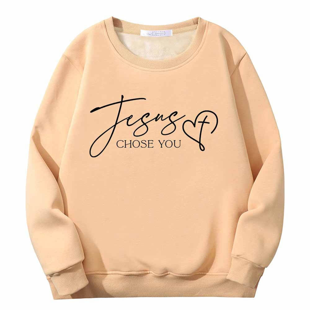 Jesus Chose You Christian Crew Collar Fleece Sherpa Sweatshirt