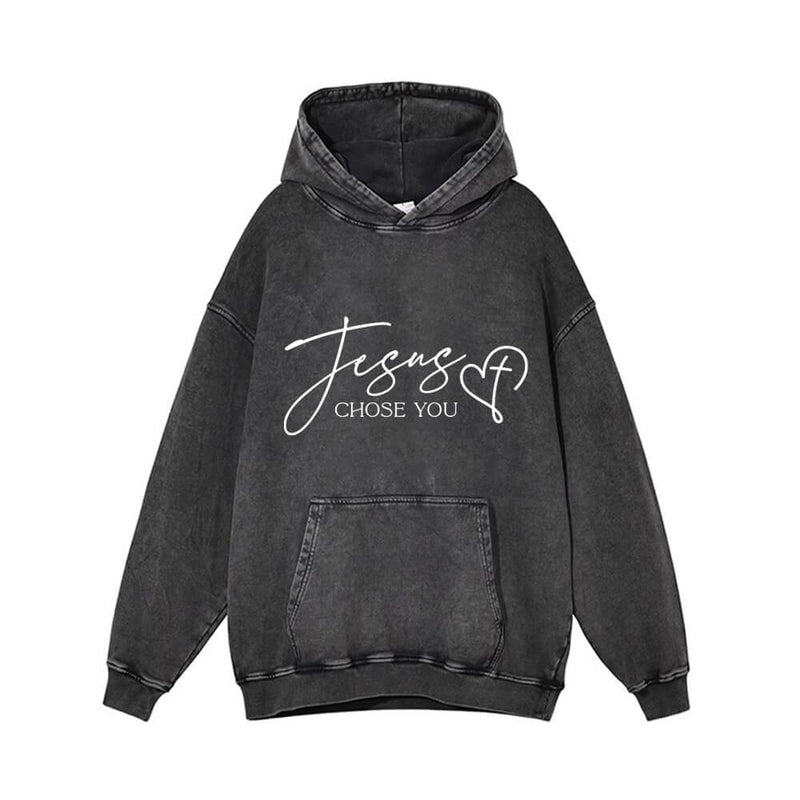 Jesus Chose You Christian Vintage Washed Hoodie 01 | Gthic.com