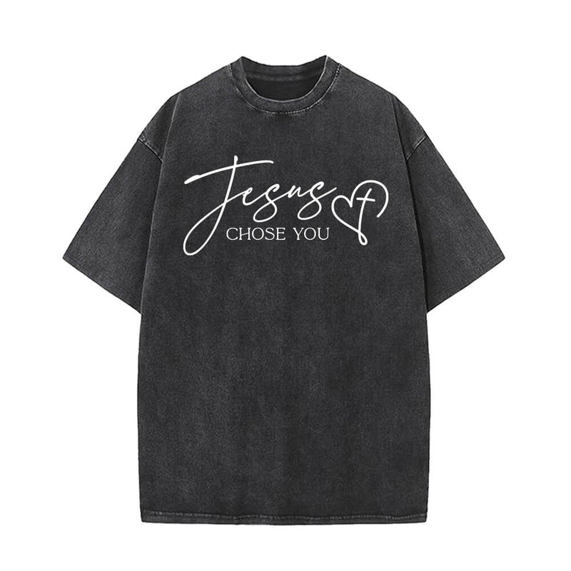 Jesus Chose You Christian Vintage Washed T-shirt 01 | Gthic.com