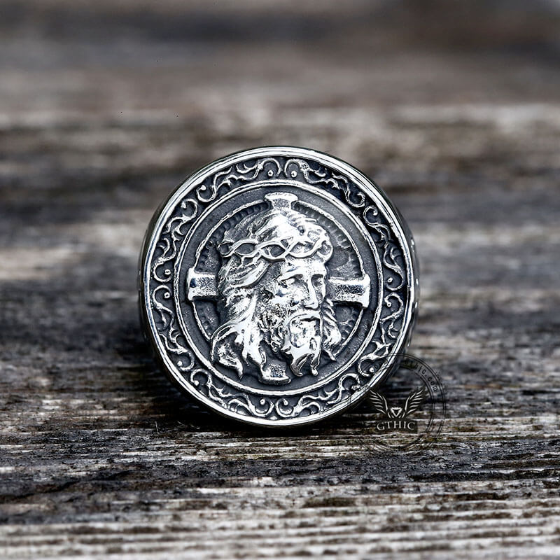 Jesus Christ Stainless Steel Cross Ring – GTHIC