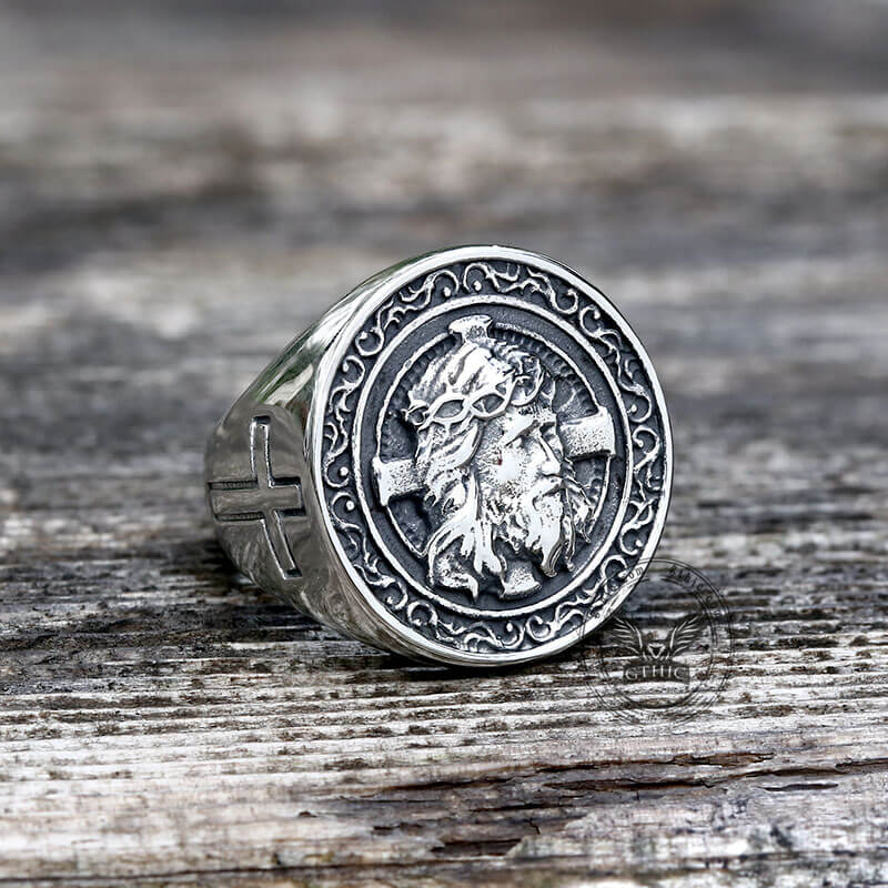 Jesus Christ Stainless Steel Cross Ring – GTHIC