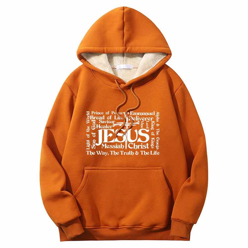 Jesus Cross Christian Warm Fleece Sherpa Lined Hoodie