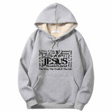 Jesus Cross Christian Warm Fleece Sherpa Lined Hoodie