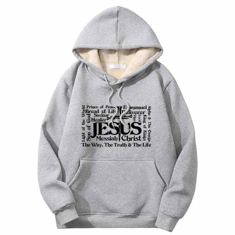 Jesus Cross Christian Warm Fleece Sherpa Lined Hoodie