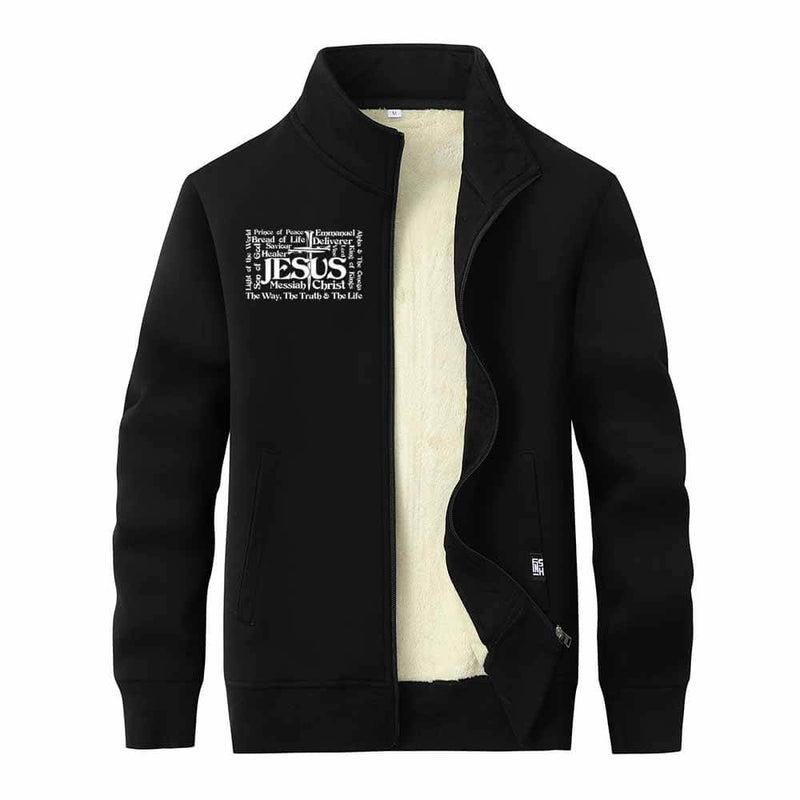 Jesus Cross Christian Stand Collar Zip Cardigan 01 | Gthic.com