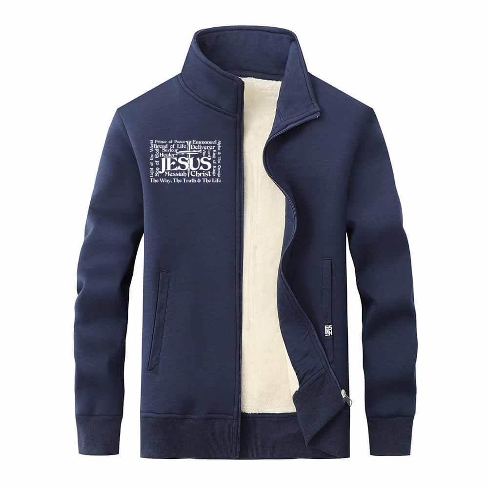 Jesus Cross Christian Stand Collar Zip Cardigan 02 | Gthic.com