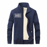 Jesus Cross Christian Stand Collar Zip Cardigan 02 | Gthic.com