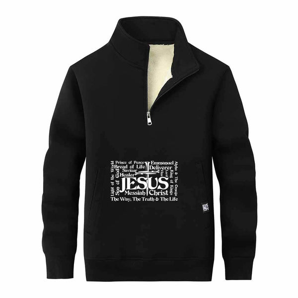 Jesus Cross Christian Stand Collar Zip Sweatshirt 01 | Gthic.com