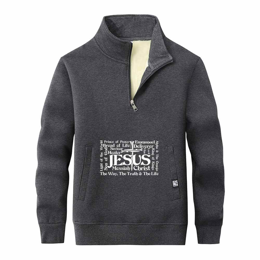 Jesus Cross Christian Stand Collar Zip Sweatshirt 02 | Gthic.com