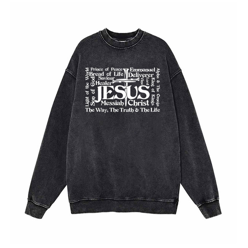 Jesus Cross Christian Vintage Washed Sweatshirt 01 | Gthic.com