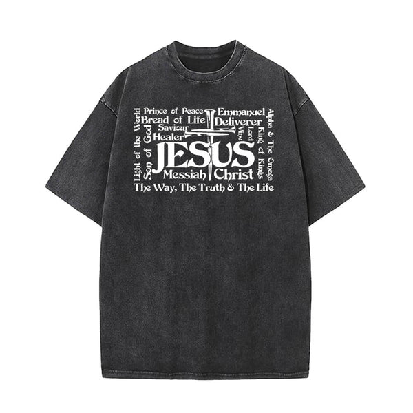 Jesus Cross Christian Vintage Washed T-shirt 01 | Gthic.com