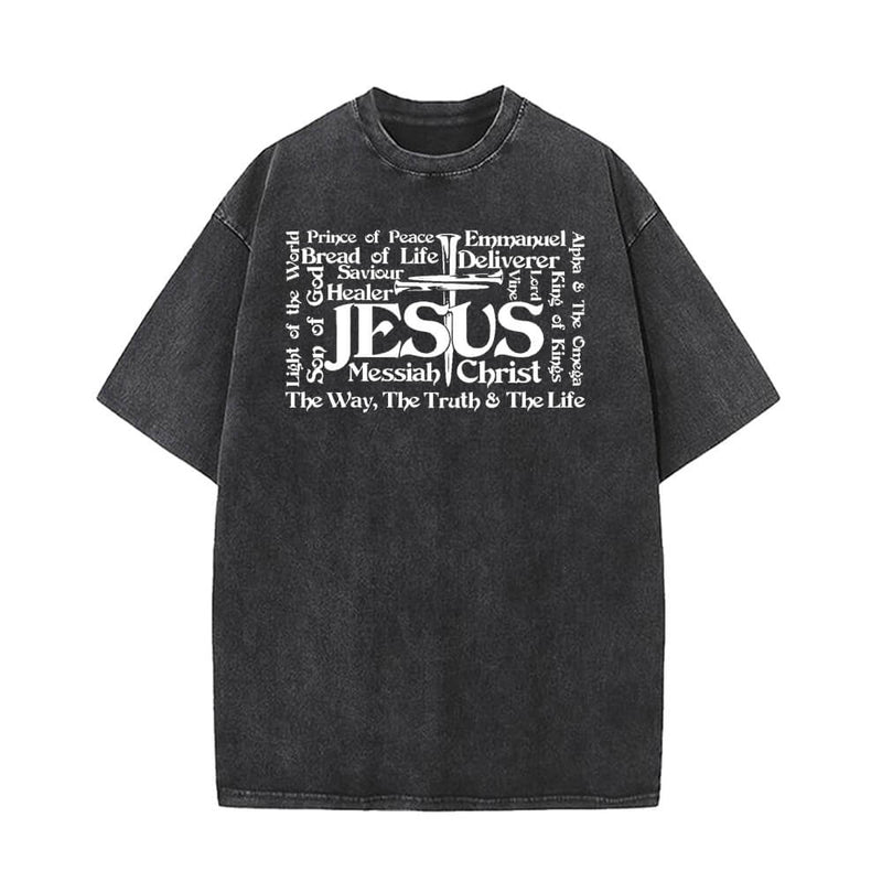 Jesus Cross Christian Vintage Washed T-shirt 01 | Gthic.com