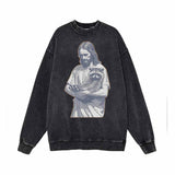 Jesus Hold Raccoon Vintage Washed Sweatshirt 01 | Gthic.com