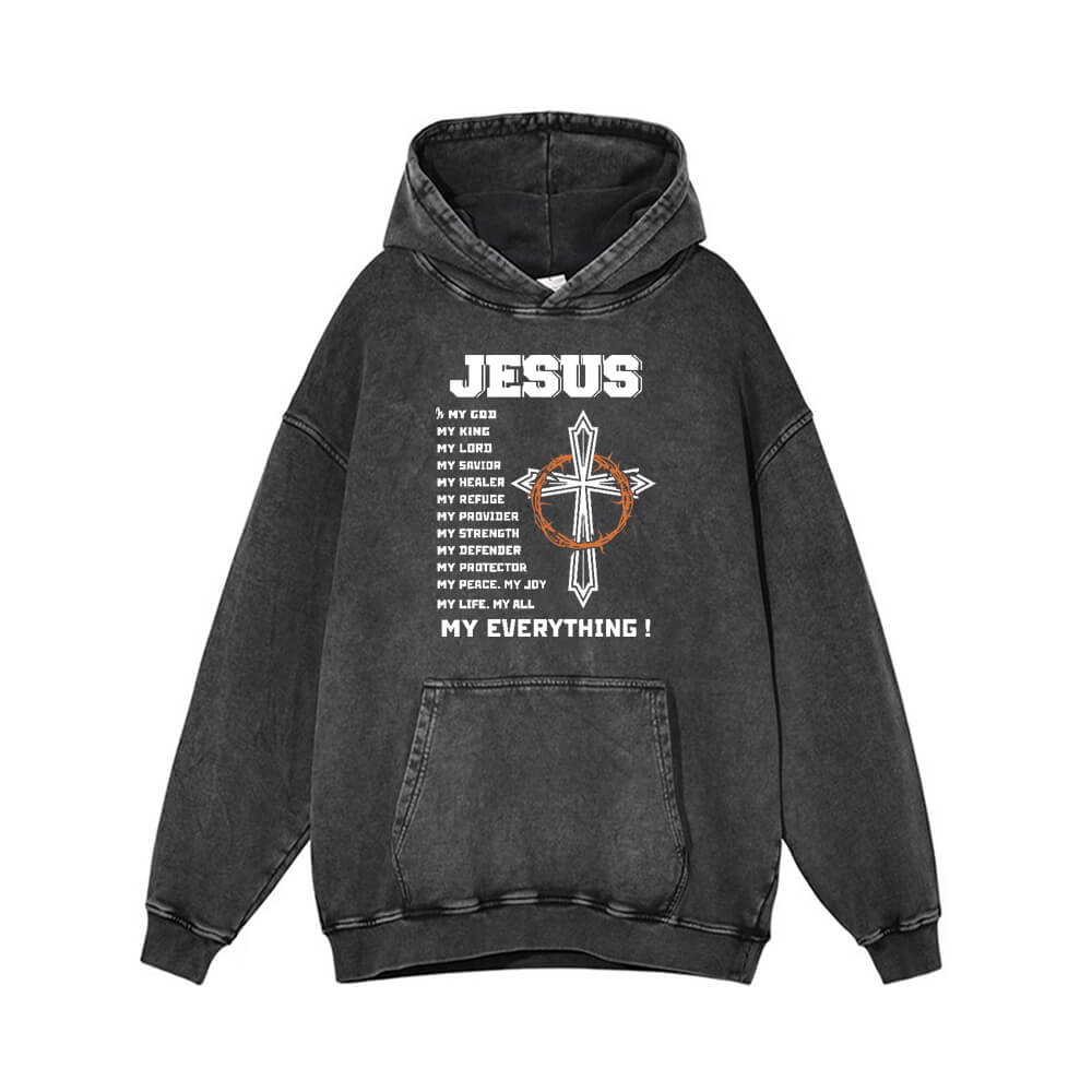 Jesus Is My Everything Vintage Washed Hoodie 01 | Gthic.com