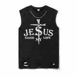 Jesus Saved My Life Cross T-shirt Vest Top | Gthic.com