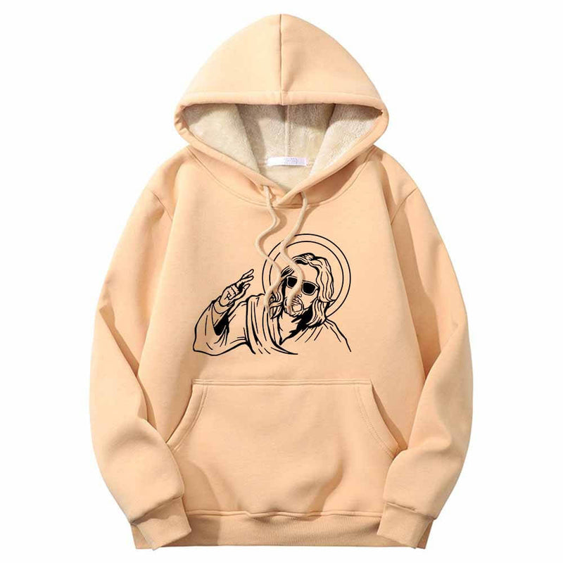 Jesus Wearing Sunglasses Crew Collar Hoodie