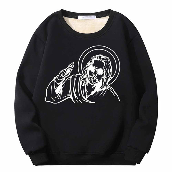 Jesus Wearing Sunglasses Crew Collar Sweatshirt 01 | Gthic.com