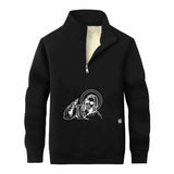 Jesus Wearing Sunglasses Stand Collar Zip Sweatshirt 01 | Gthic.com