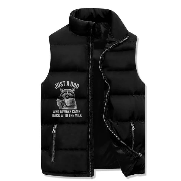 Just A Dad Raccoon Casual Zip Warm Vest Top 01 | Gthic.com